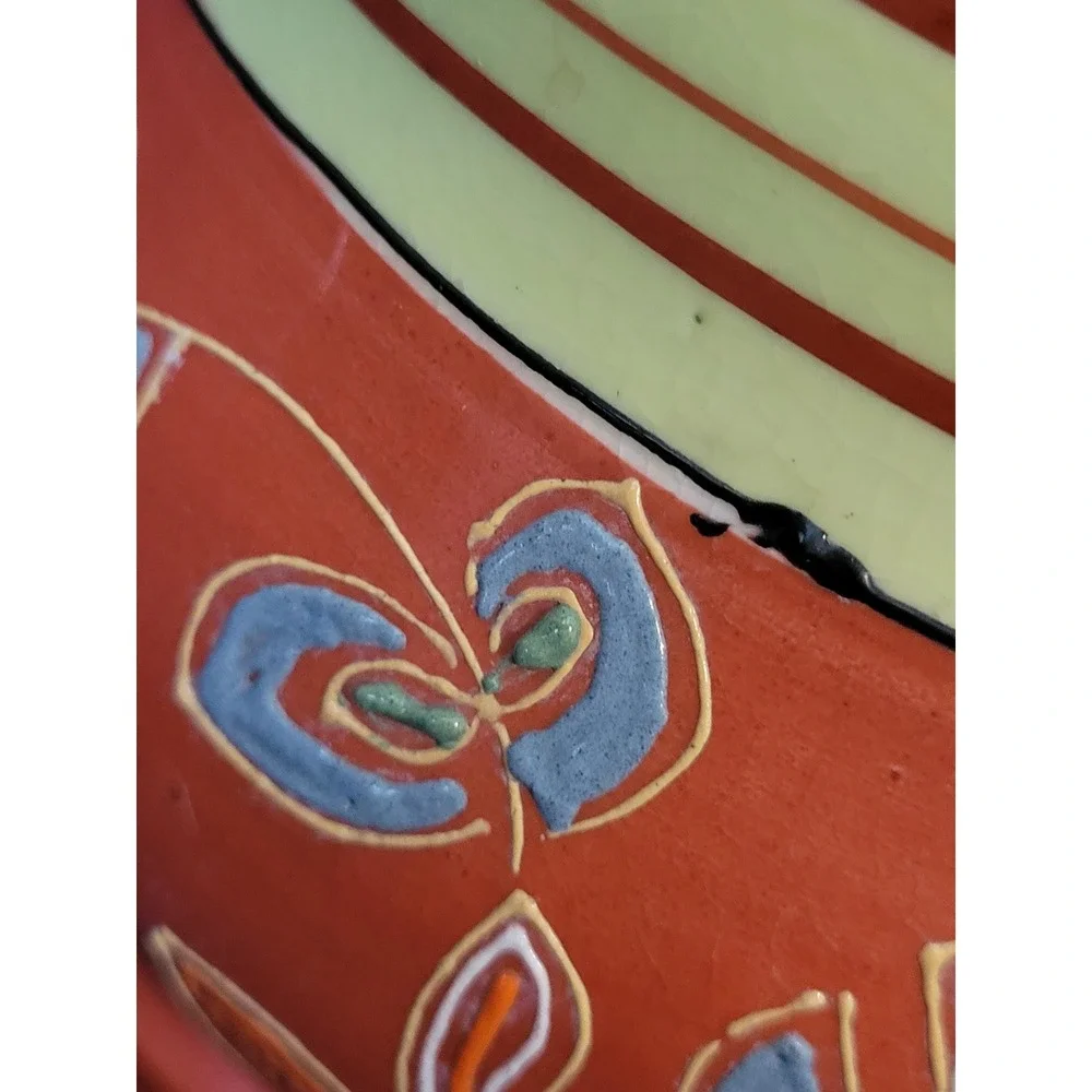 Ceramic Vase, Royal Trico, Two-handled Art Deco Motifs Japan Handpainted Vintage